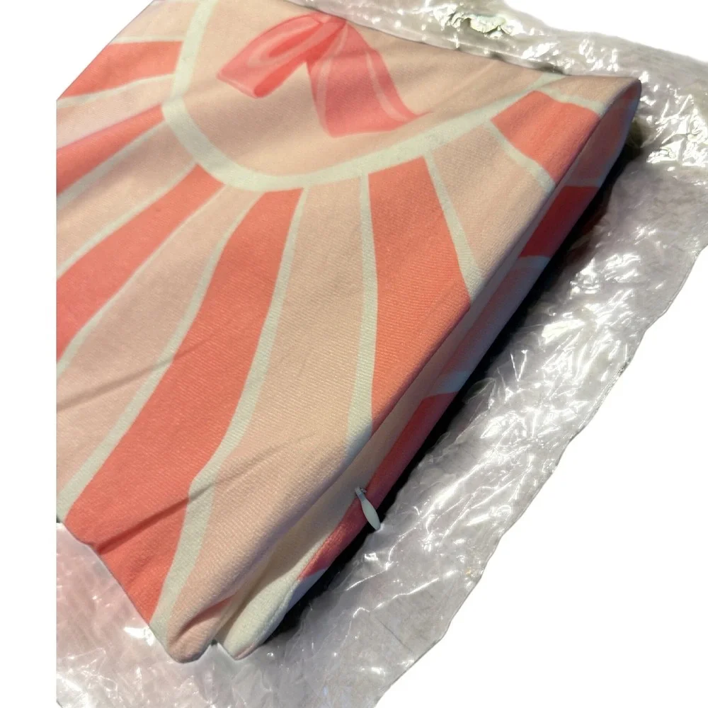 Pink Bow Sunburst Decorative Pillowcase Hidden Zipper 11.5